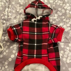 Dog Hoodie red plaid size medium